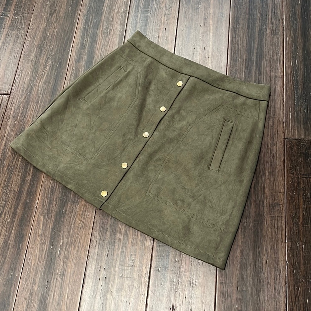 Faux Suede Olive Skirt